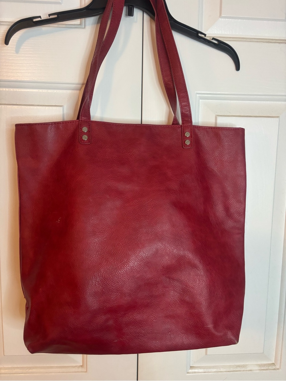 Classic Red Leather Tote Bag - Women